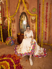 Beautiful white Lehenga with mirror work blouse