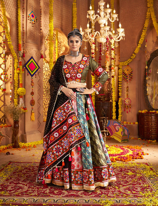 Designer Black Lehenga with two sides look