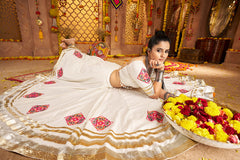 White Lehenga with beautiful khatli work