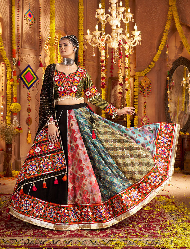 Designer Black Lehenga with two sides look