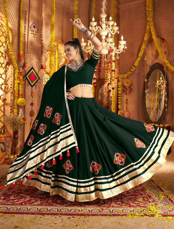 Dark green Lehenga with elegance of tassels and khatli work