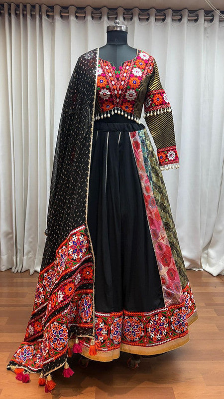 Designer Black Lehenga with two sides look