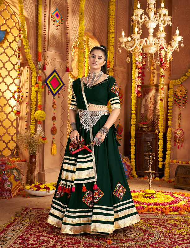 Dark green Lehenga with elegance of tassels and khatli work