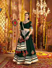 Dark green Lehenga with elegance of tassels and khatli work