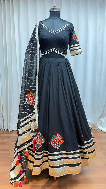 Black Lehenga with elegance of tassels and khatli work