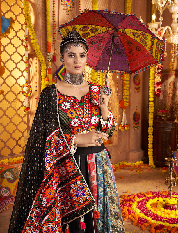 Designer Black Lehenga with two sides look