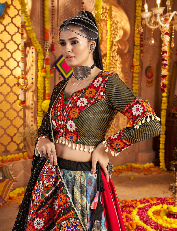 Designer Black Lehenga with two sides look