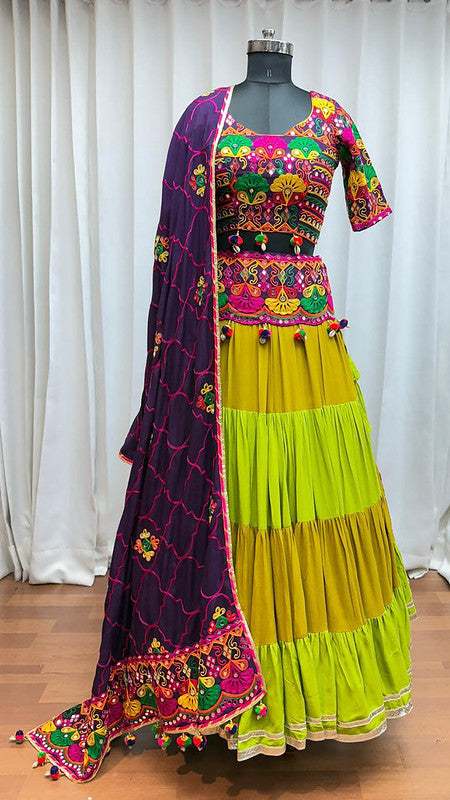 Green Full Flaire Lehenga with Designer Blouse and Dupatta