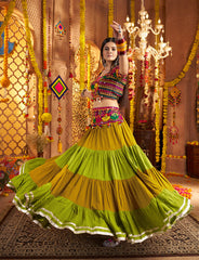 Green Full Flaire Lehenga with Designer Blouse and Dupatta
