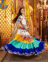 Full Flaire Three colour Lehenga with beautifully handcrafted blouse