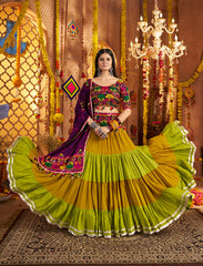 Green Full Flaire Lehenga with Designer Blouse and Dupatta