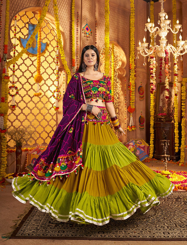 Green Full Flaire Lehenga with Designer Blouse and Dupatta