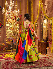 Green Mirror Work Lehenga with Designer Dupatta