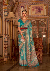 Light Blue Silk Saree in Floreem vacuum finish and Elegant Stud Work | Saree for all occasion