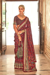 Exclusive Banarasi printed silk saree with elegant gold printed work