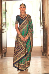 Exclusive Banarasi printed silk saree with elegant gold printed work