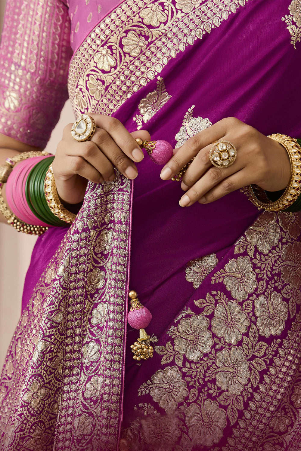 Purple Dola Viscose Silk Saree Intricate Flower Pattern Weaving On All Over Saree