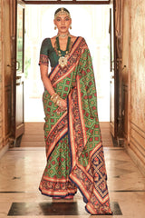 Exclusive Banarasi printed silk saree with elegant gold printed work