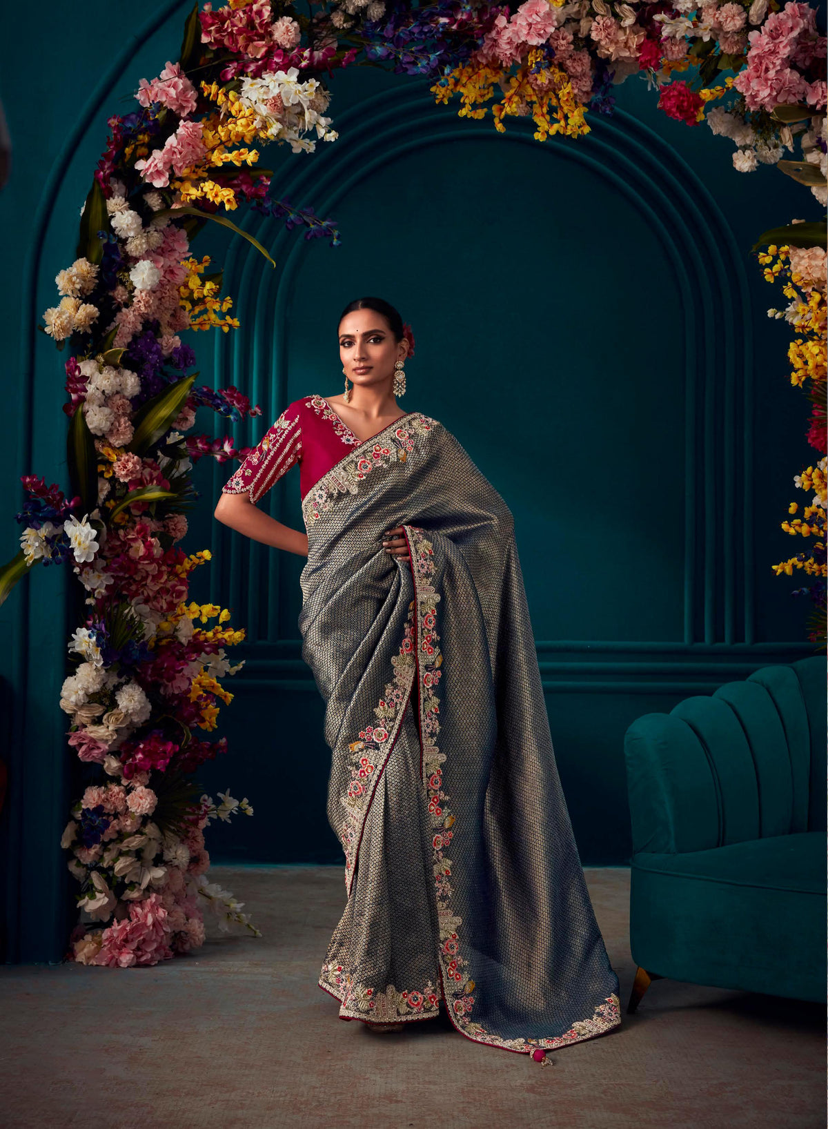 Premium Pure silk contrasting designer saree | silk saree