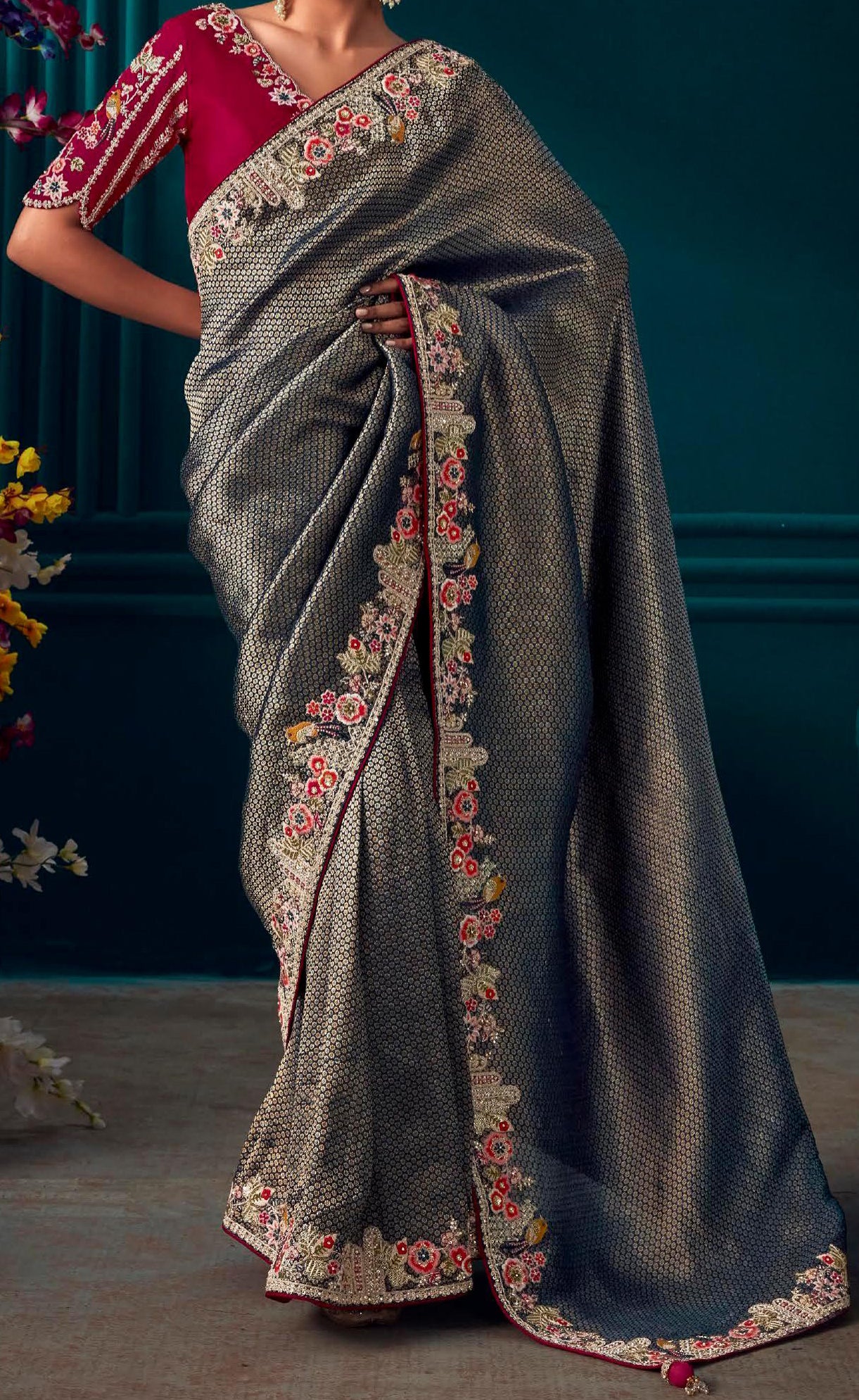 Premium Pure silk contrasting designer saree | silk saree