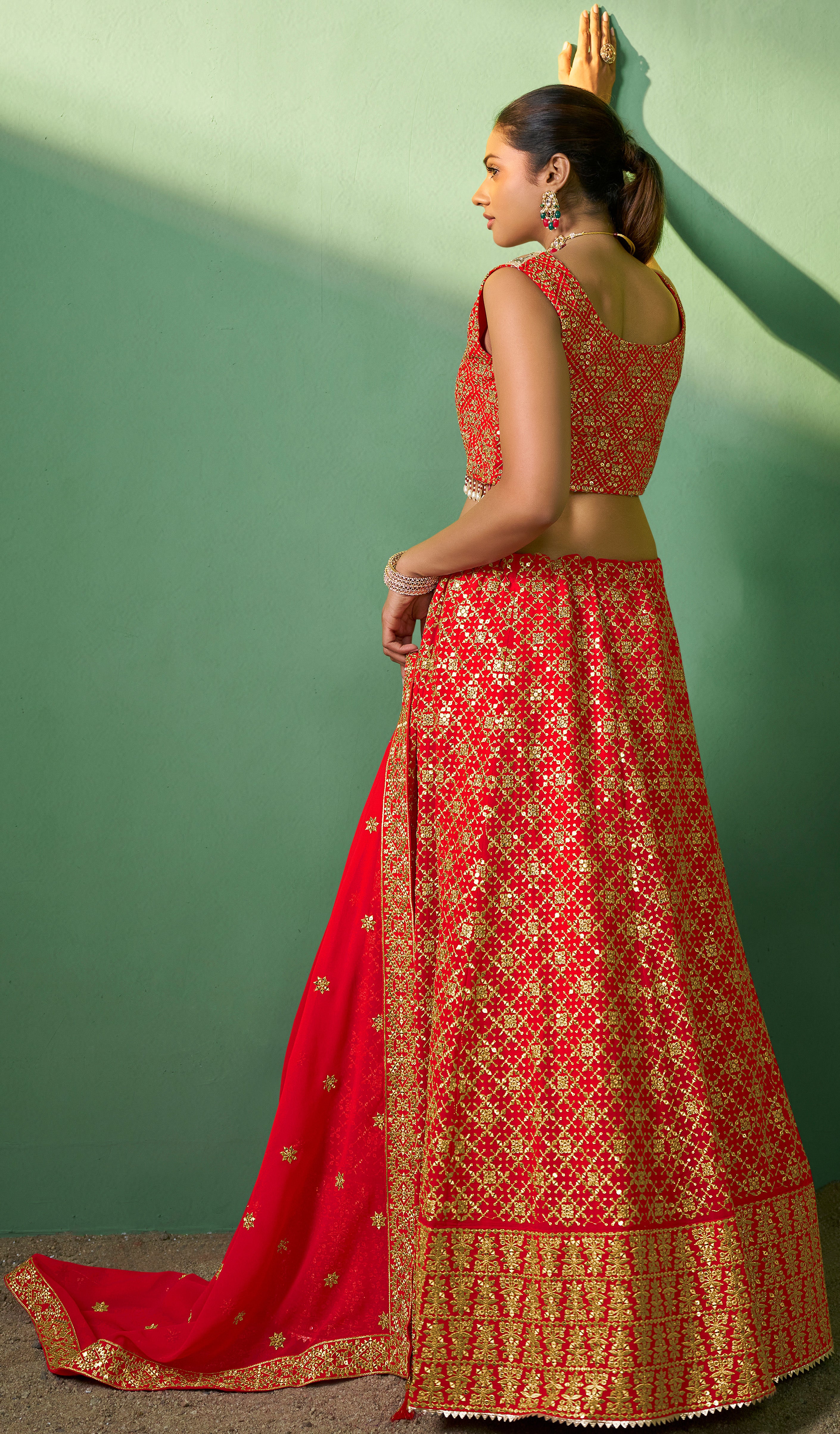 Designer Red georgette with sequence and embroidery lehenga | bollywood lehenga